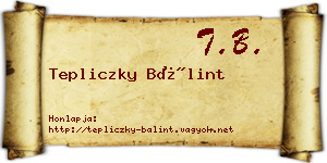 Tepliczky Bálint névjegykártya